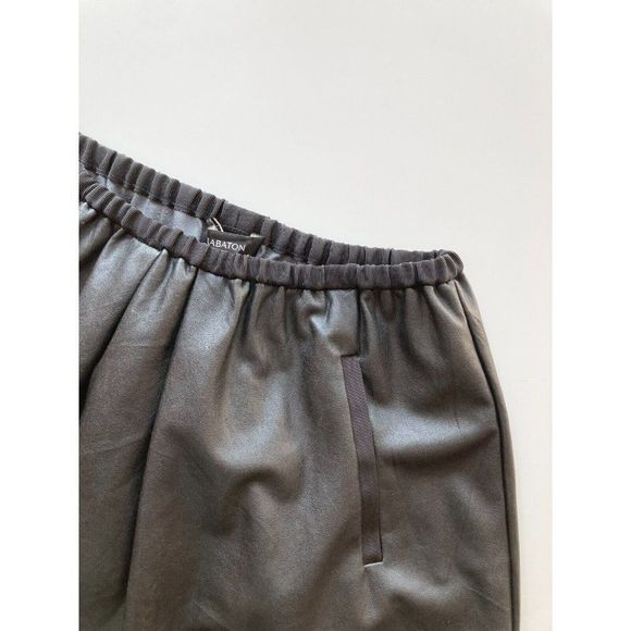 Aritzia BABATON Black Vegan Leather Grosgrain Trim Circle Mini Skirt, Size XXS - Picture 6 of 10